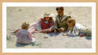 Charles Courtney Curran Print, Children by the Seashore (1896) in a light oak frame