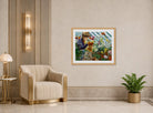 Charles Courtney Curran Print, Chrysanthemums (1890) displayed in an Art Deco interior
