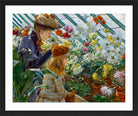Charles Courtney Curran Print, Chrysanthemums (1890) in a black frame
