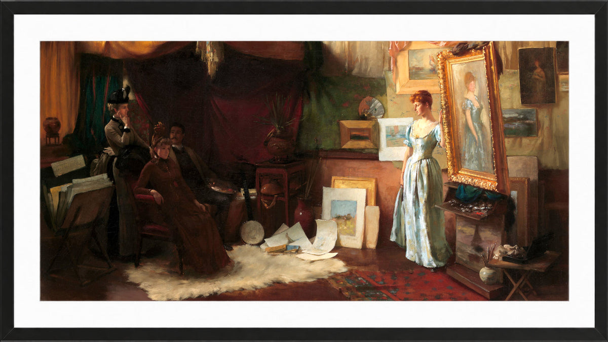 Charles Courtney Curran Print, Fair Critics (1887) in a black frame