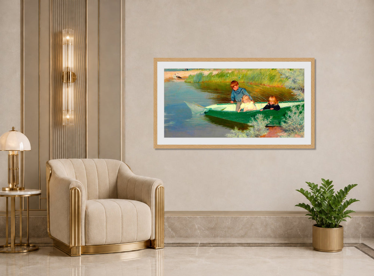 Charles Courtney Curran Print, Great Expectations (1897) displayed in an Art Deco interior