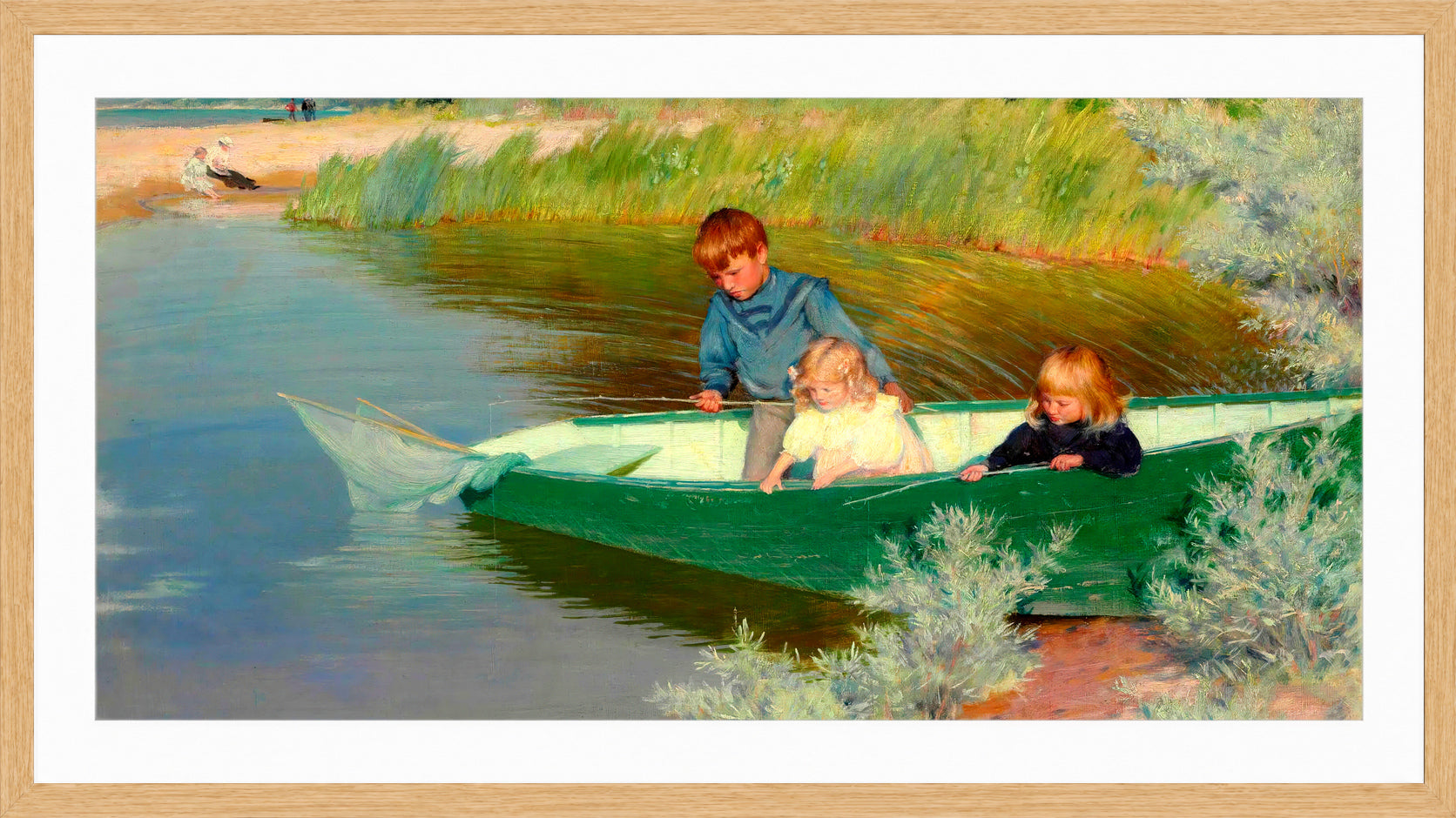 Charles Courtney Curran Print, Great Expectations (1897) in a light oak frame