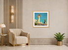 Charles Courtney Curran Print, High Country (1917) displayed in an Art Deco interior