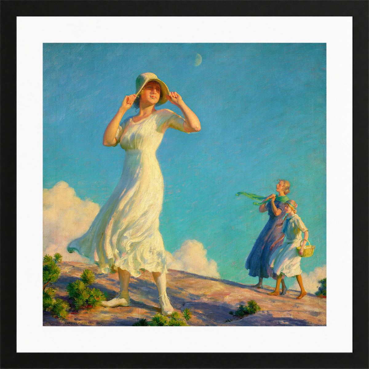 Charles Courtney Curran Print, High Country (1917) in a black frame