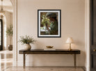 Charles Courtney Curran Print, Lady with a Bouquet (Snowballs) (1890) displayed above a console table