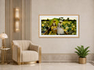 Charles Courtney Curran Print, Lotus Lilies (1888) displayed in an Art Deco interior