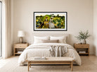 Charles Courtney Curran Print, Lotus Lilies (1888) displayed above a bed