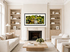 Charles Courtney Curran Print, Lotus Lilies (1888) displayed in a Scandinavian living room