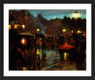Charles Courtney Curran Print, Paris at Night (1889) in a black frame