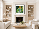 Charles Courtney Curran Print, Path of Flowers (1919) displayed in a Scandinavian living room