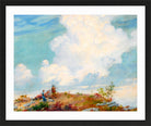 Charles Courtney Curran Print, Pink Cloud over Mountain (1925) in a black frame