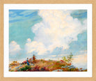 Charles Courtney Curran Print, Pink Cloud over Mountain (1925) in a light oak frame