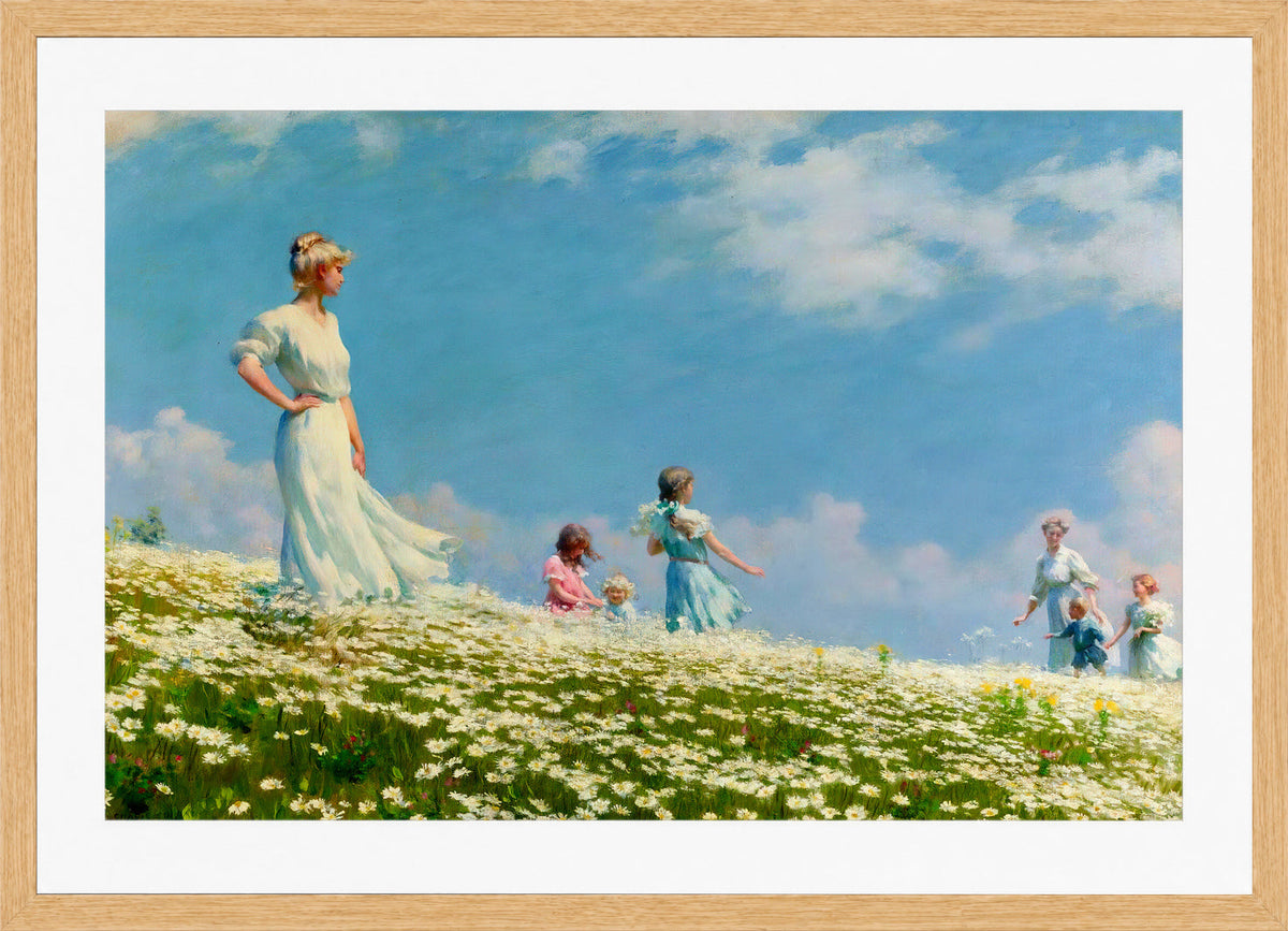 Charles Courtney Curran Print, Summer (1906) in a light oak frame