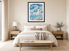 Charles Courtney Curran Print, Summy Sky (On the Summit) (c. 1918) displayed above a bed
