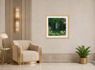 Charles Courtney Curran Print, The Edge of the Woods (1912) displayed in an Art Deco interior