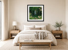 Charles Courtney Curran Print, The Edge of the Woods (1912) displayed above a bed