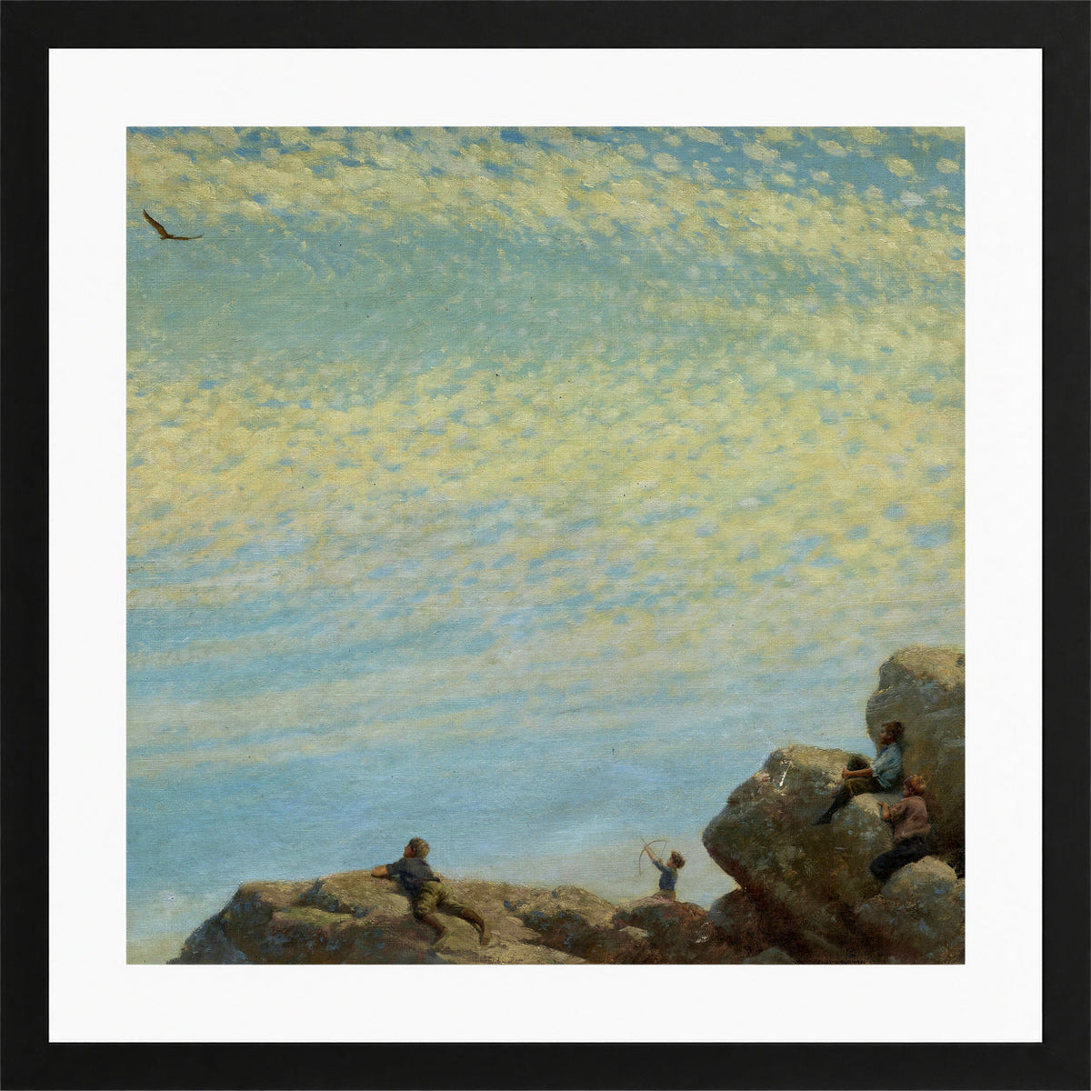 Charles Courtney Curran Print, The Hawk (1909) in a black frame