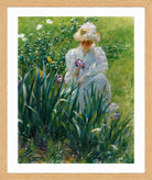 Charles Courtney Curran Print, The Iris Bed (1891) in a light oak frame