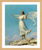 Charles Courtney Curran Print, The South Wind (The Breezy Day) (1917) in a light oak frame