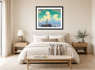 Charles Courtney Curran Print, The Veiled Cloud (1926) displayed above a bed