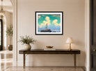 Charles Courtney Curran Print, The Veiled Cloud (1926) displayed above a console table