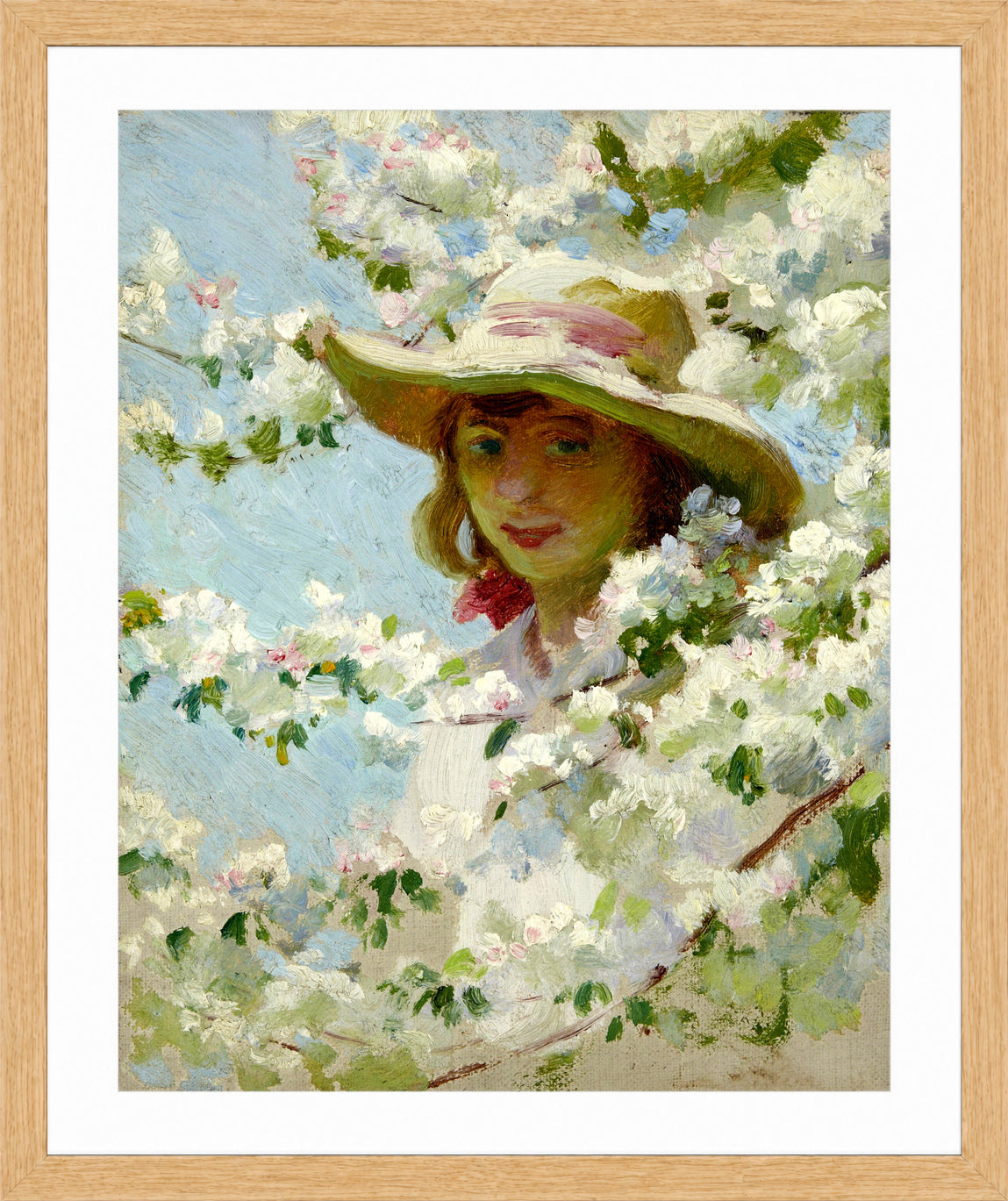 Charles Courtney Curran Print, Untitled in a light oak frame