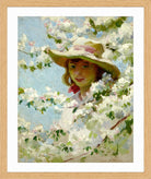 Charles Courtney Curran Print, Untitled in a light oak frame