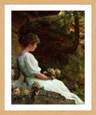 Charles Courtney Curran Print, Wishful Thinking (1913) in a light oak frame