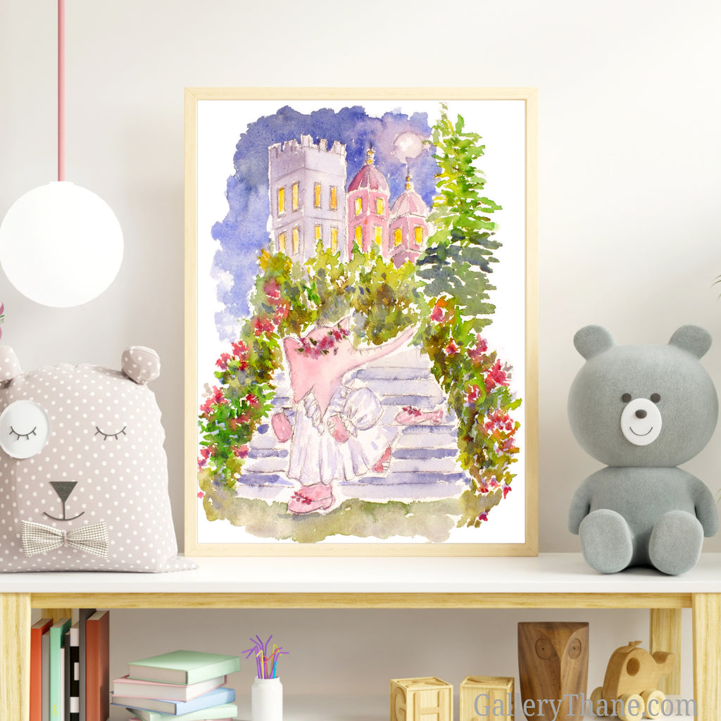 Cinderella Elephant Children's Nursery Wall Art Print