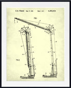 A framed vintage U.S. crane patent print