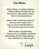 Cui Bono Poem By Thomas Carlyle, Typography Print