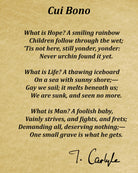 Cui Bono Poem By Thomas Carlyle, Typography Print