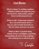 Cui Bono Poem By Thomas Carlyle, Typography Print