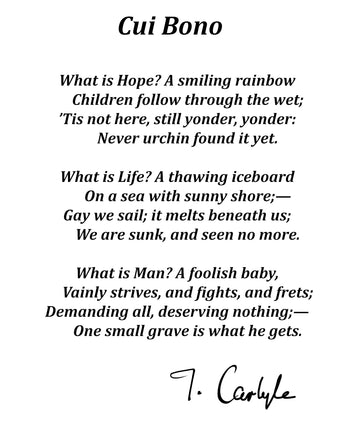 Cui Bono Poem By Thomas Carlyle, Typography Print