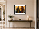 Edgar Degas Print, At the Milliner’s (1882) displayed above a console table