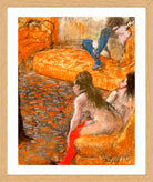 Edgar Degas Print, Attente d’un client (1879) in a light oak frame
