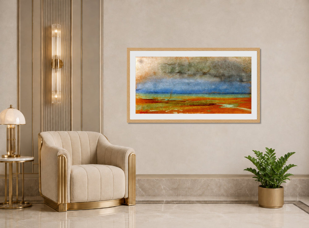 Edgar Degas Print, Au bord de la mer (1869) displayed in an Art Deco interior