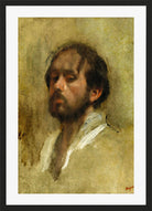 Edgar Degas Print, Autoportrait (circa 1862) in a black frame