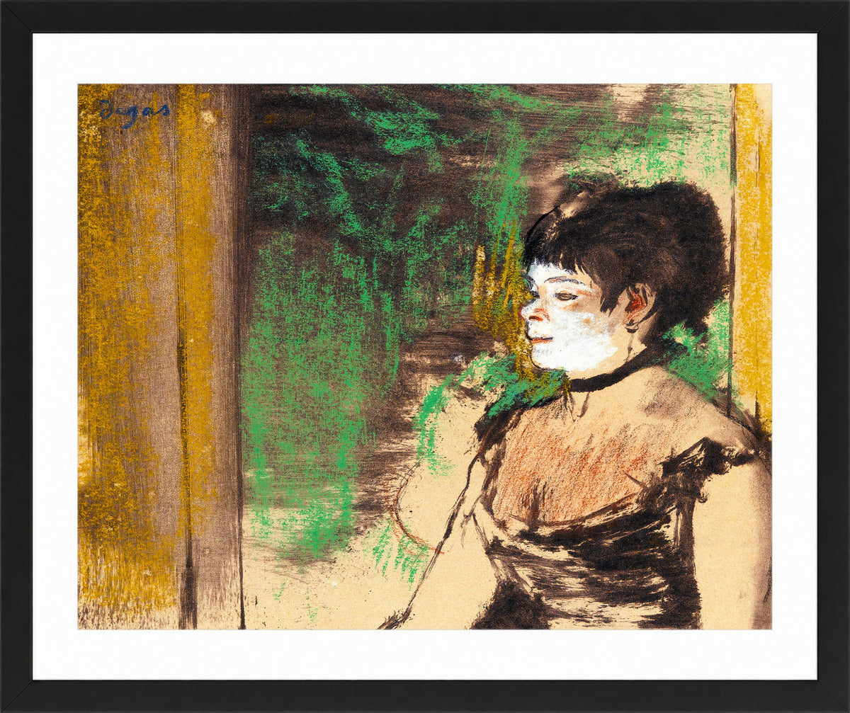 Edgar Degas Print, Chanteuse De Café-Concert (circa 1875-76) in a black frame