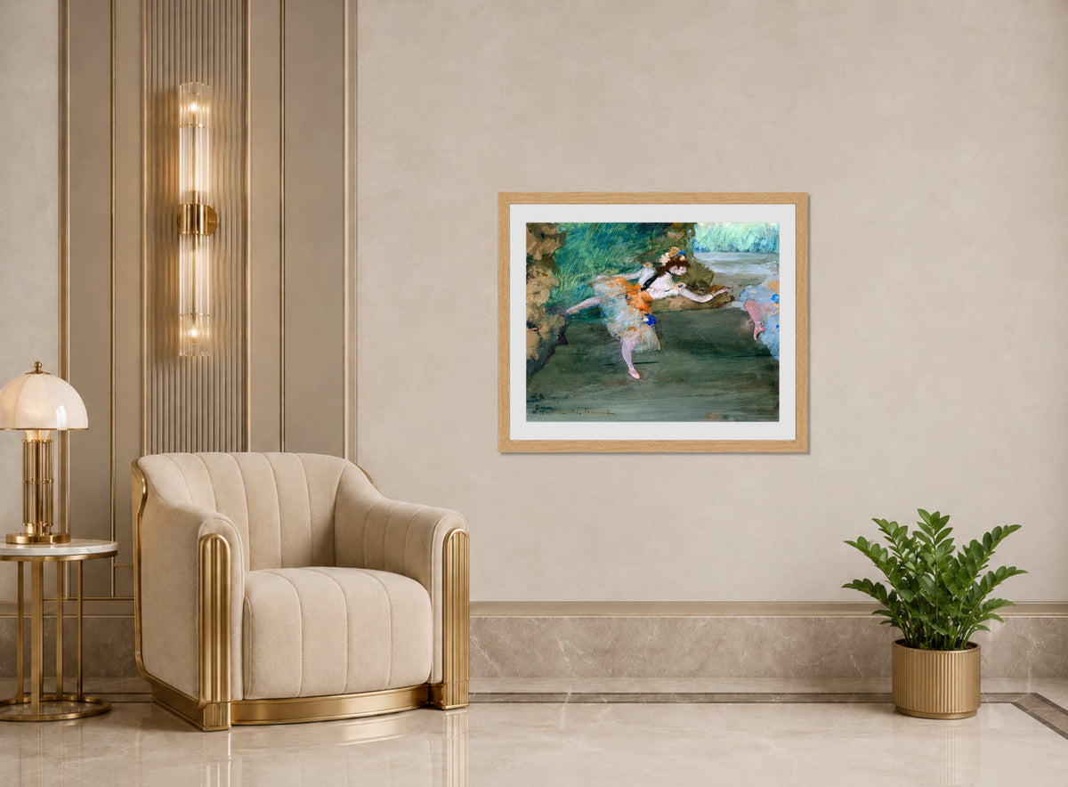 Edgar Degas Print, Dancer Onstage (ca displayed in an Art Deco interior