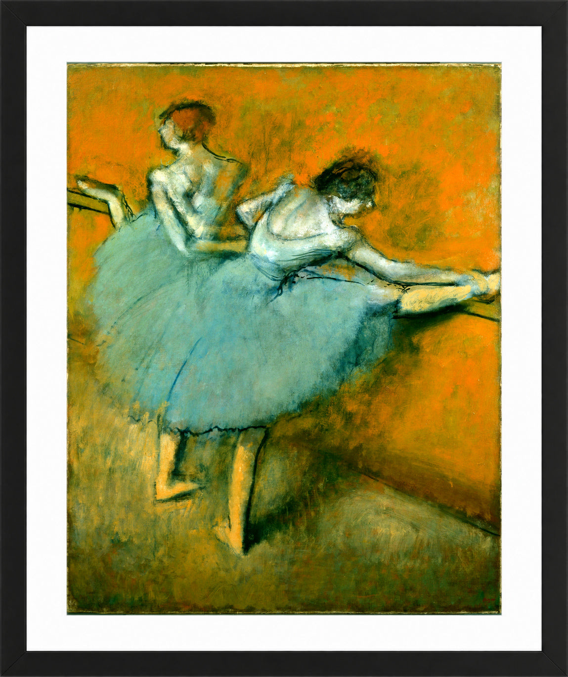 Edgar Degas Print, Dancers At The Barre in a black frame
