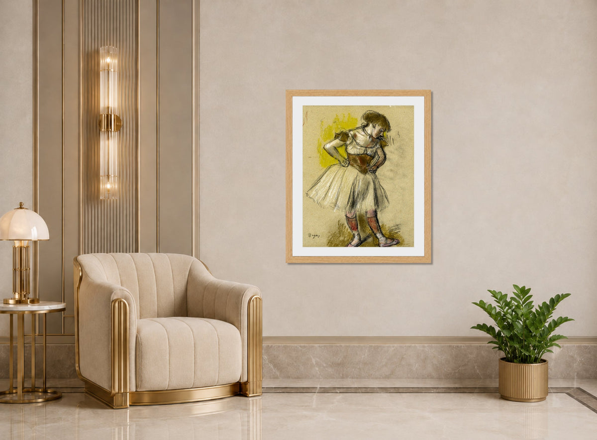 Edgar Degas Print, Danseuse (circa 1880) displayed in an Art Deco interior
