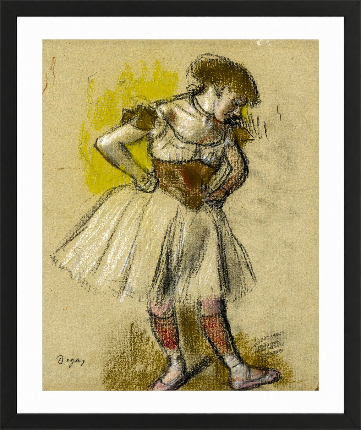 Edgar Degas Print, Danseuse (circa 1880) in a black frame