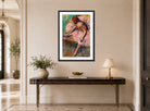 Edgar Degas Print, Danseuse rose (circa 1896) displayed above a console table