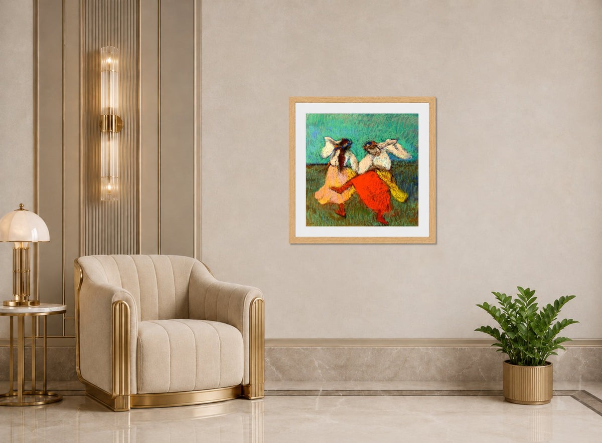 Edgar Degas Print, Danseuses Russes (1899) displayed in an Art Deco interior