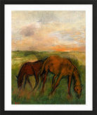 Edgar Degas Print, Deux chevaux au pâturage (circa 1871) in a black frame