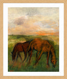 Edgar Degas Print, Deux chevaux au pâturage (circa 1871) in a light oak frame