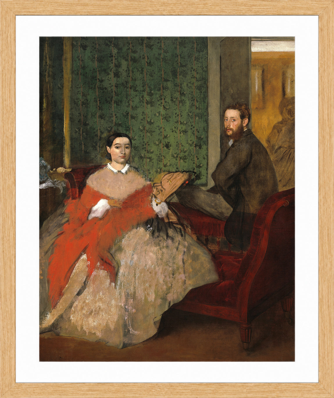 Edgar Degas Print, Edmondo and Thérèse Morbilli (c in a light oak frame