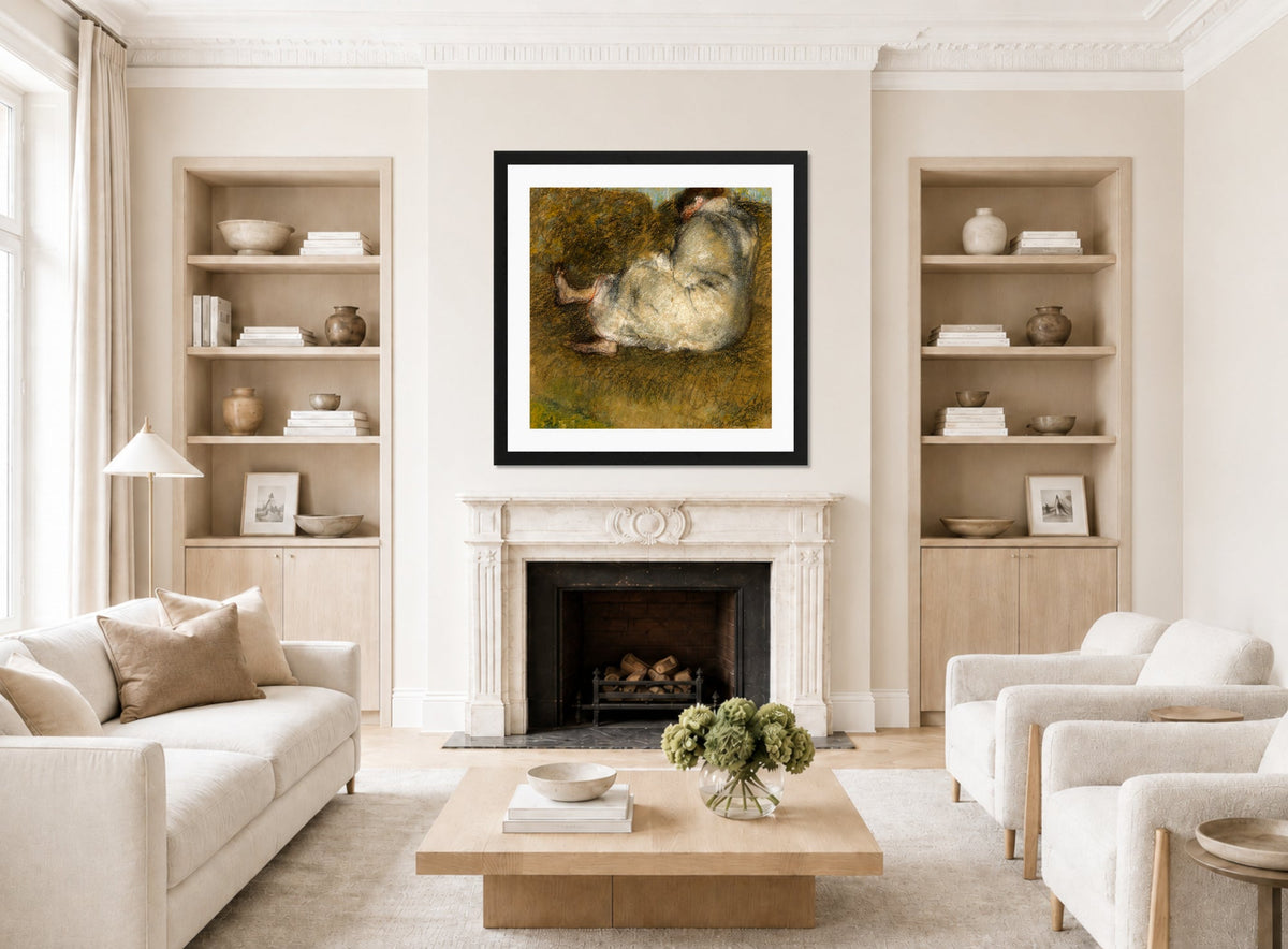 Edgar Degas Print, Femme assise sur un divan displayed in a Scandinavian living room