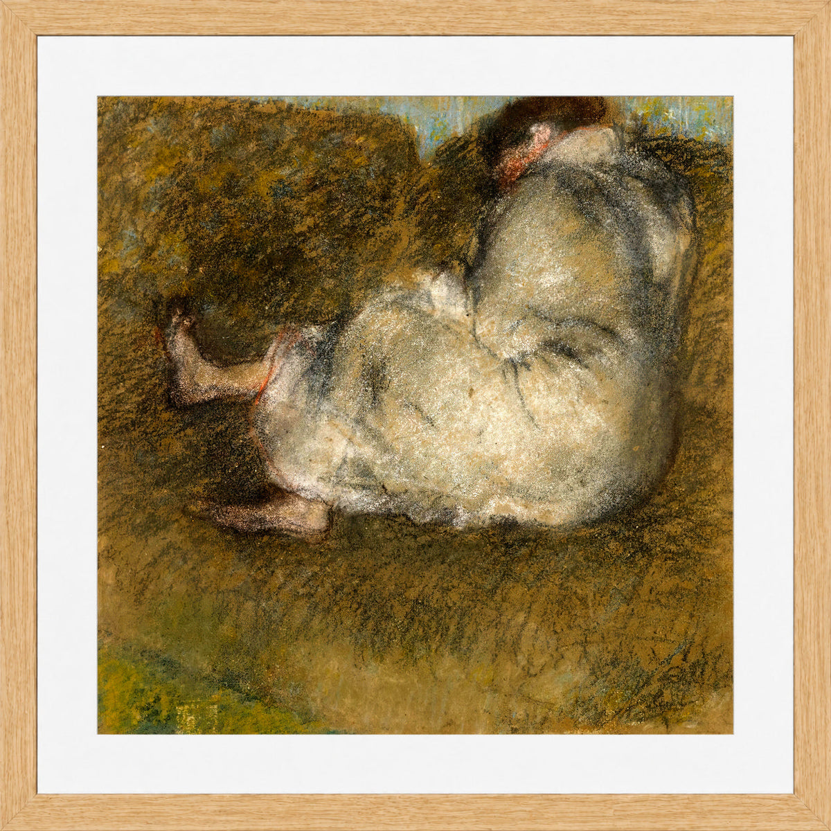 Edgar Degas Print, Femme assise sur un divan in a light oak frame